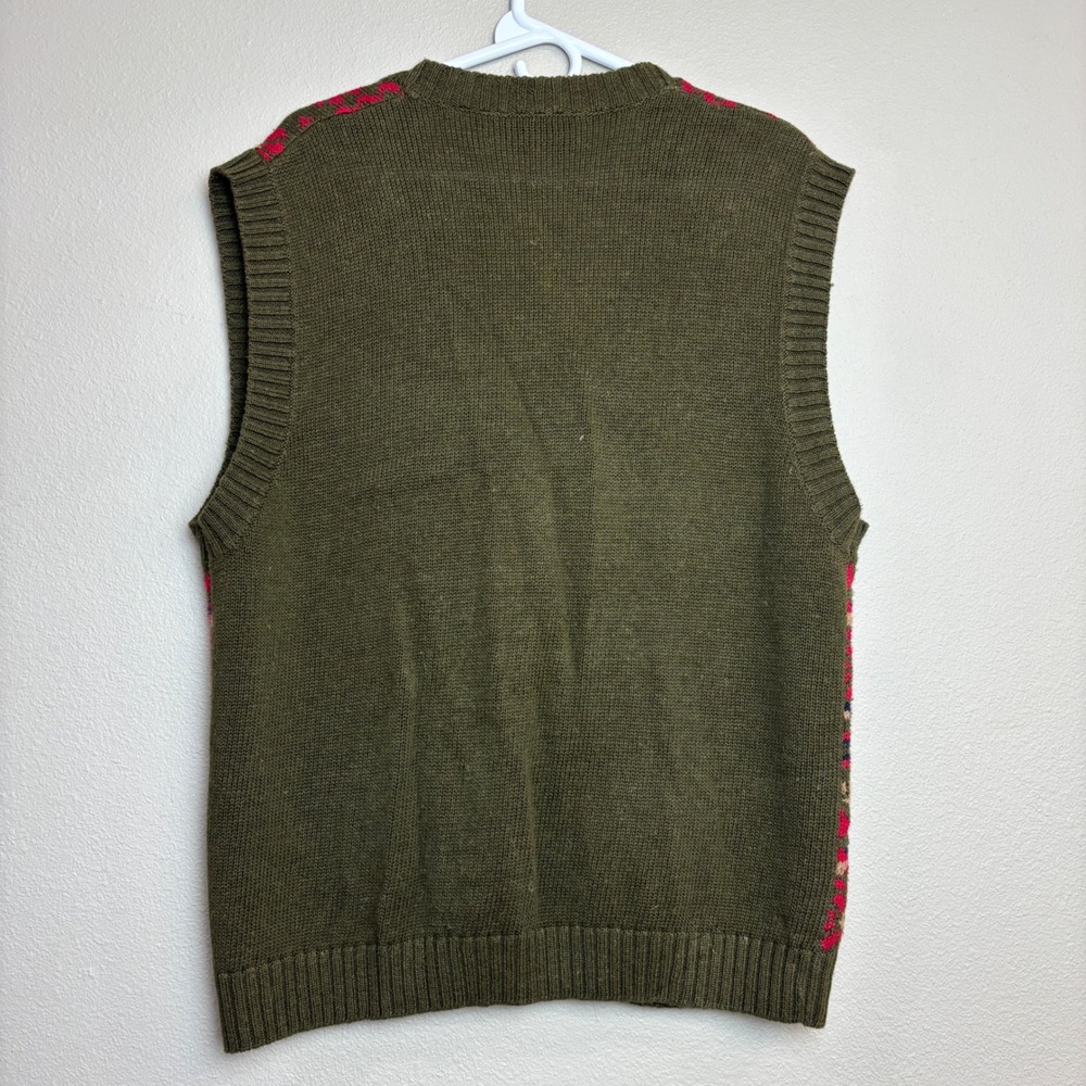 Vintage Catalina Fair‎ Isle Sweater Vest Womens Large Olive Green Pink Granny L - Picture 4 of 11